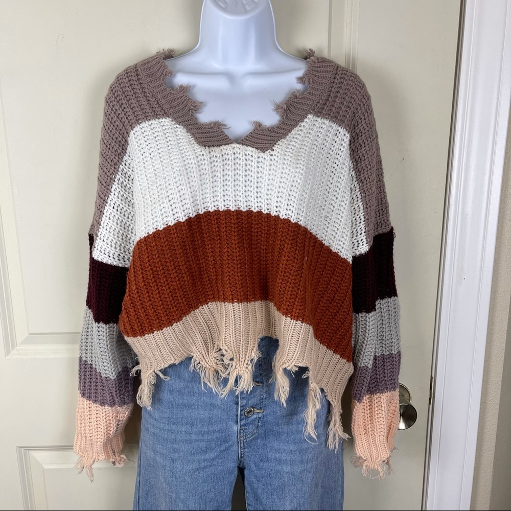 Miracle USA Frayed Sweater